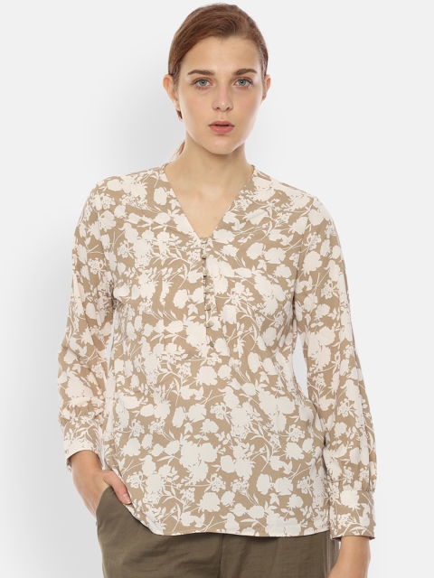 

Van Heusen Women Beige Floral Print Top