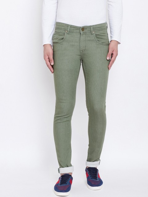 

Canary London Men Olive Green Skinny Fit Low-Rise Clean Look Stretchable Jeans