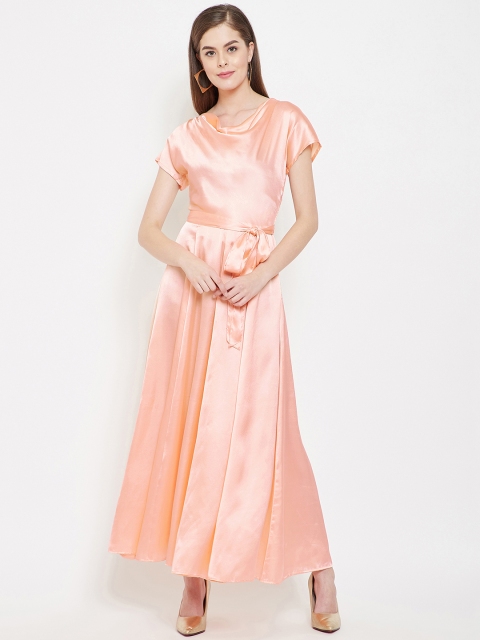 

PANIT Women Solid Peach-Coloured Maxi Dress