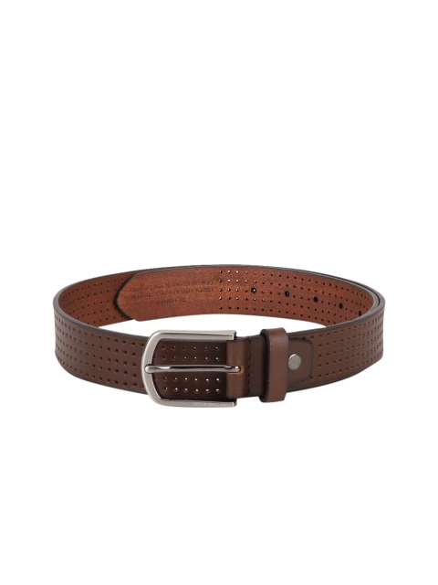 

Peter England Men Brown Leather Textured Belt