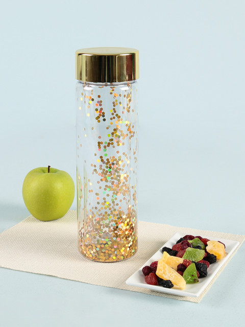 

Chumbak Unisex Transparent & Gold-Toned Sparkling Water Bottle 500 ml