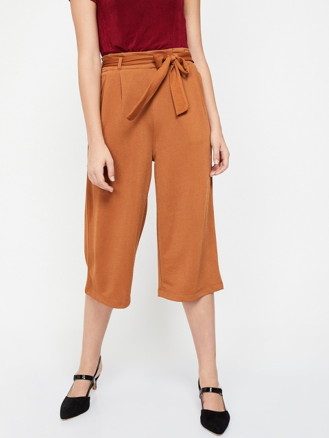 

Ginger by Lifestyle Women Rust Orange Regular Fit Solid Parallel Trousers