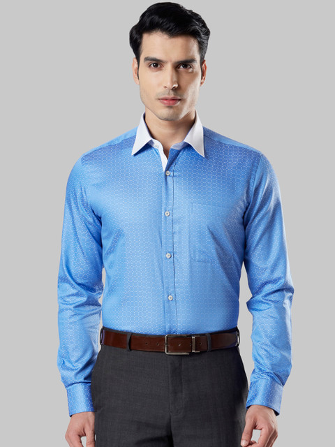 

Raymond Men Blue & White Regular Fit Printed Formal Shirt