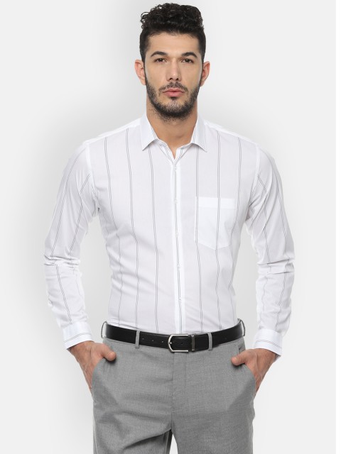 

Van Heusen Men White Slim Fit Striped Formal Shirt
