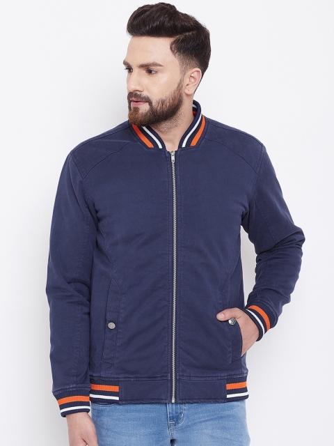 

Canary London Men Navy Blue Solid Bomber