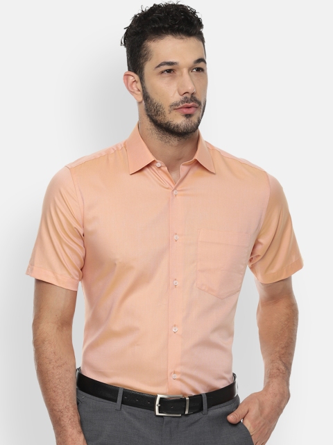 Van Heusen Men Orange Regular Fit Solid Formal Shirt