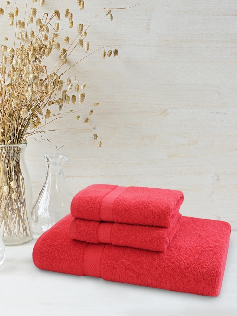 

Trident Set of 3 Red Cotton 400 GSM Towels