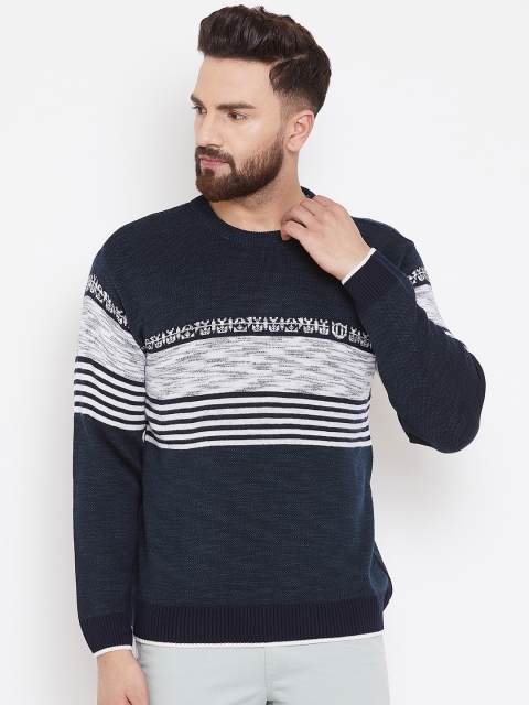 

Duke Men Navy Blue Striped Sweater