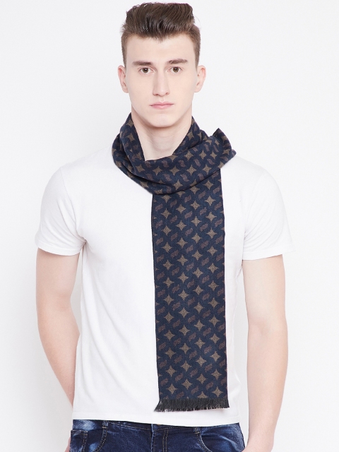 

Alvaro Castagnino Men Blue & Beige Woven Design Muffler
