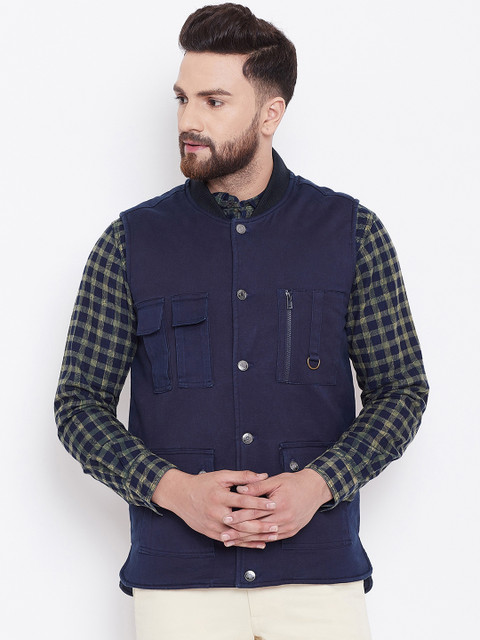 

Canary London Men Navy Blue Solid Tailored Jacket