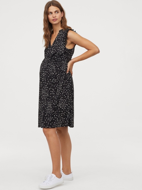 

H&M Women Black Solid MAMA Sustainable Dress With Lace