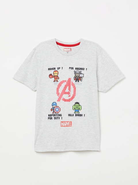 

Fame Forever by Lifestyle Boys Grey Melange Avengers Printed Round Neck T-shirt