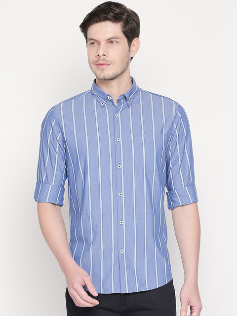 

BYFORD by Pantaloons Men Blue & White Slim Fit Striped Casual Shirt