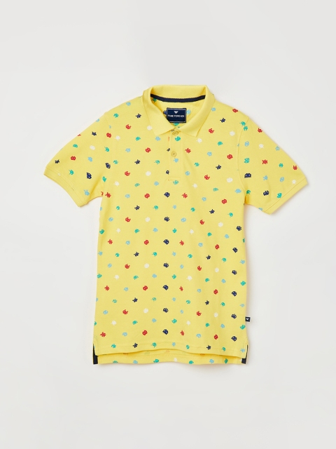 

Fame Forever by Lifestyle Boys Yellow Printed Polo Collar T-shirt