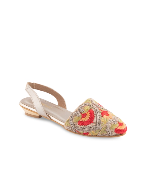 

Signature Sole Women Beige Woven Design Lace Mules