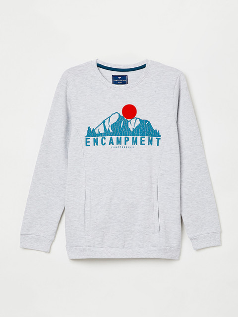 

Fame Forever by Lifestyle Boys Grey Melange & Blue Printed Sweatshirt