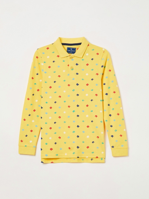

Fame Forever by Lifestyle Boys Yellow Printed Polo Collar T-shirt