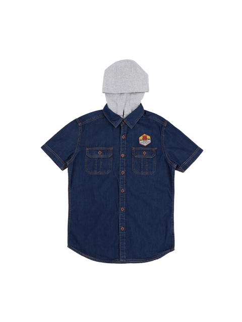 

Pantaloons Junior Boys Blue Regular Fit Solid Casual Shirt