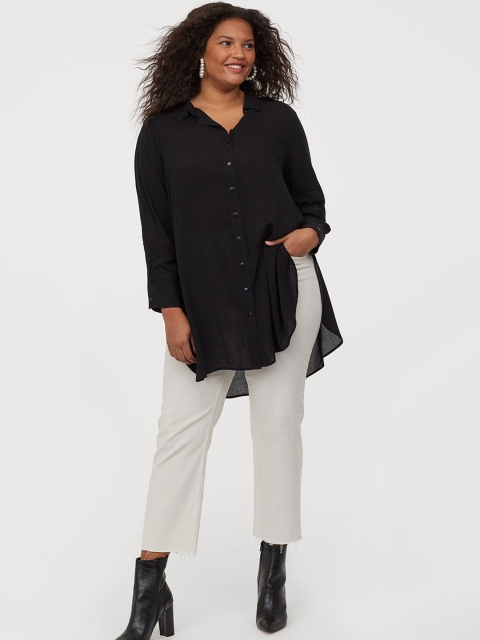 

H&M+ Women Black Solid Viscose Sustainable Tunic