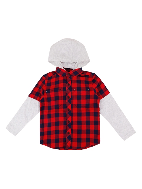 

Pantaloons Junior Boys Red & Black Regular Fit Checked Casual Shirt