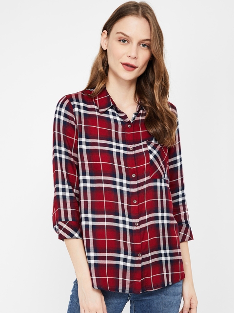 

Fame Forever by Lifestyle Women Red Checked Shirt Style Top
