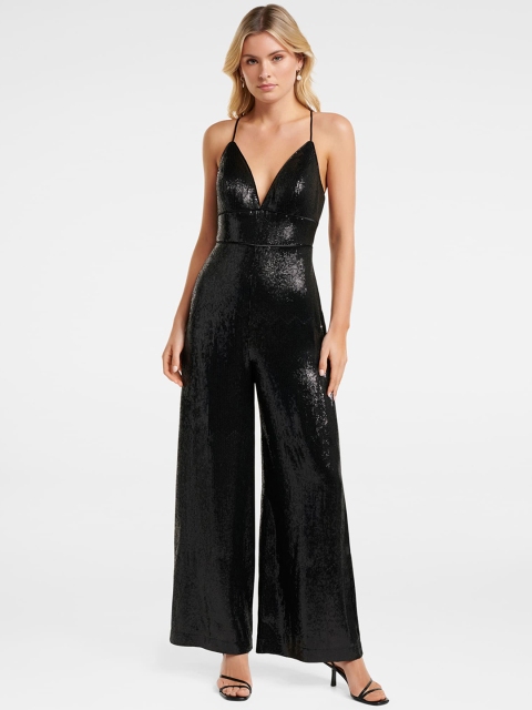 

Forever New Women Black Embellished Basic Jumpsuit