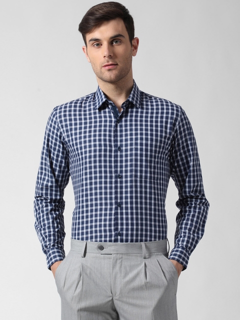 

Peter England Men Blue & White Slim Fit Checked Formal Shirt
