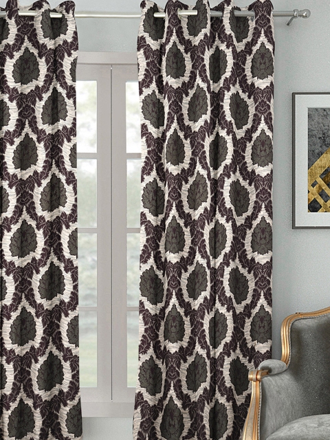 

HOUZZCODE Beige & Burgundy Single Room Darkening Curtain