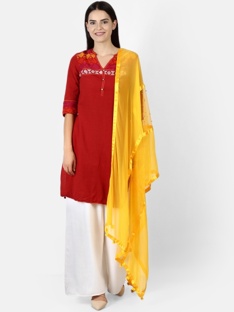

amraoo Women Yellow Embellished Dupatta