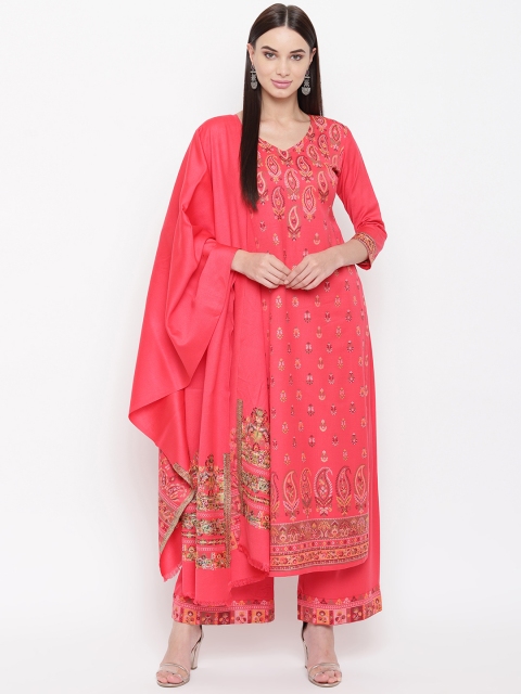 

HK colours of fashion Coral Viscose Rayon Unstitched Dress Material