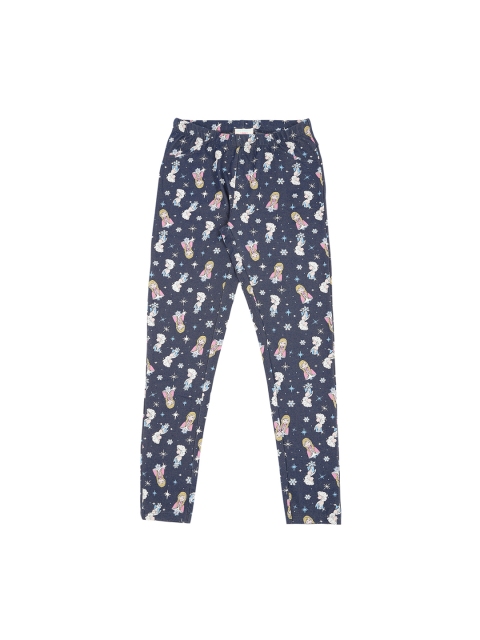 

Pantaloons Junior Girls Navy Blue Printed Ankle-Length Slim-Fit Leggings