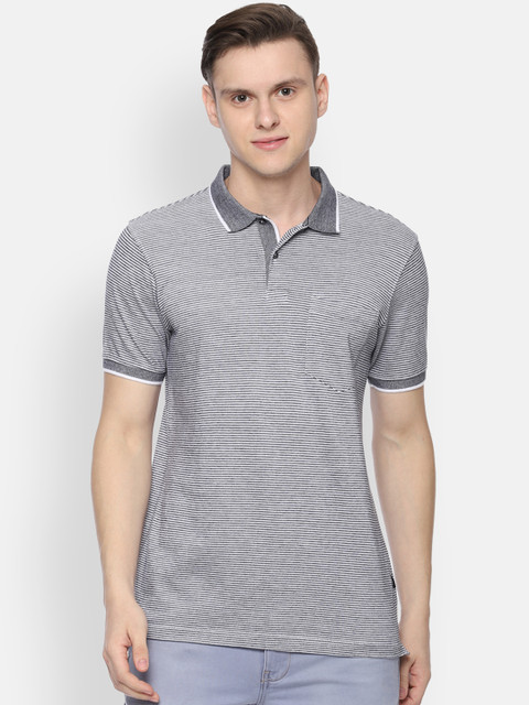 

Van Heusen Sport Men Grey Striped Polo Collar T-shirt