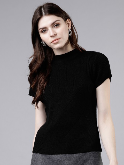 

Tokyo Talkies Women Black Solid Sweater