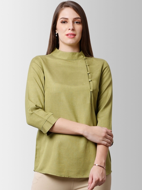 

FableStreet Women Olive Green Solid Top