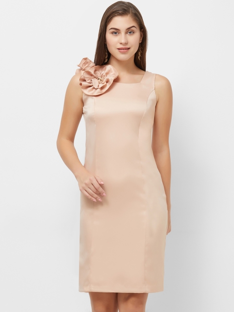 

Soie Women Beige Solid Sheath Dress