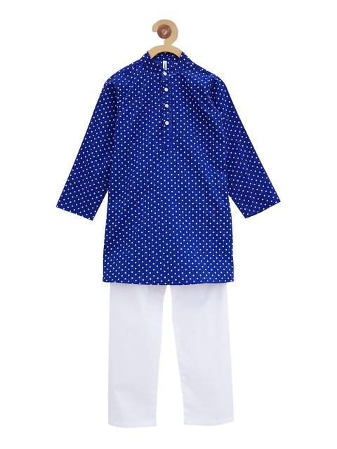 

Campana Boys Navy Blue & White Printed Kurta with Pyjamas