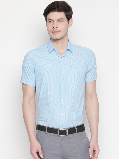 

RICHARD PARKER by Pantaloons Men Blue & White Regular Fit Checked Formal Shirt