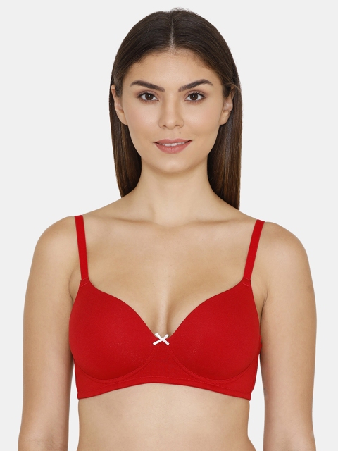 

Zivame Red Solid Non-Wired Lightly Padded T-shirt Bra ZI1829CORE00