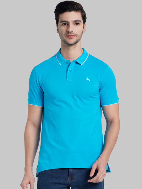 

Parx Men Blue Solid Polo Collar T-shirt