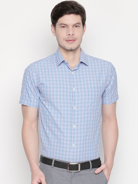 

RICHARD PARKER by Pantaloons Men Blue & White Regular Fit Checked Formal Shirt