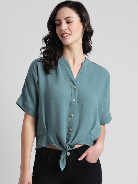

Zink London Women Green Solid Shirt Style Top
