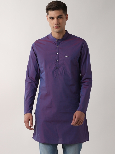 

Peter England Men Purple Solid Straight Kurta