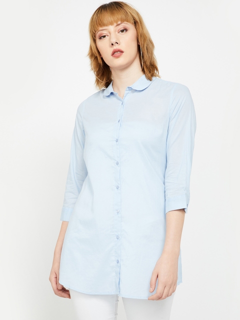 

Fame Forever by Lifestyle Women Blue Solid Shirt Style Top