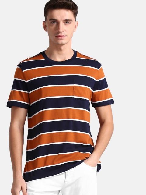 

GAP Men Brown Patch Pocket Striped T-Shirt