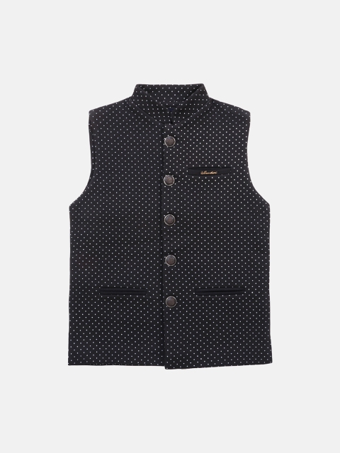 

Lil Tomatoes Boys Black Printed Woven Nehru Jacket