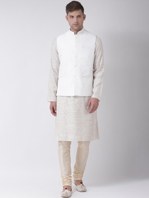 

TABARD Men Beige & White Printed Kurta with Churidar