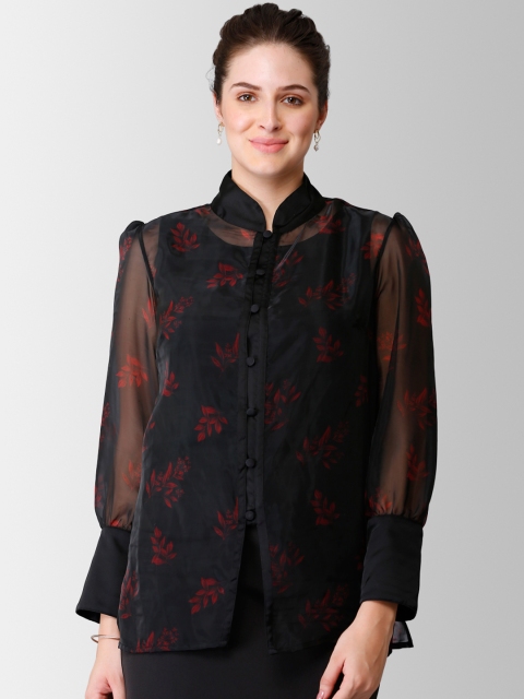 

FableStreet Women Black Printed Shirt Style Top