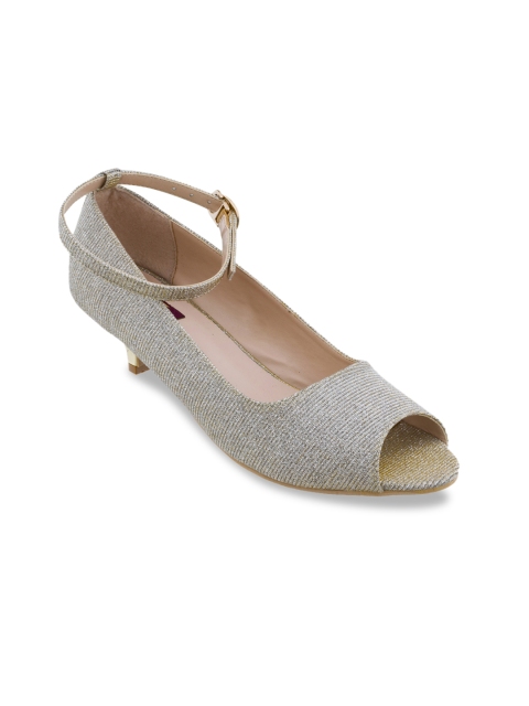 

SHUZ TOUCH Women Gold-Toned Solid Peep Toes