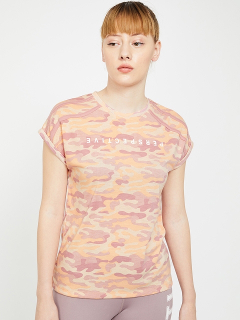 

Kappa Women Peach-Coloured & Pink Printed Top