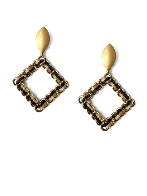 

Foxy Sperks Black & Gold-Toned Diamond Shaped Drop Earrings